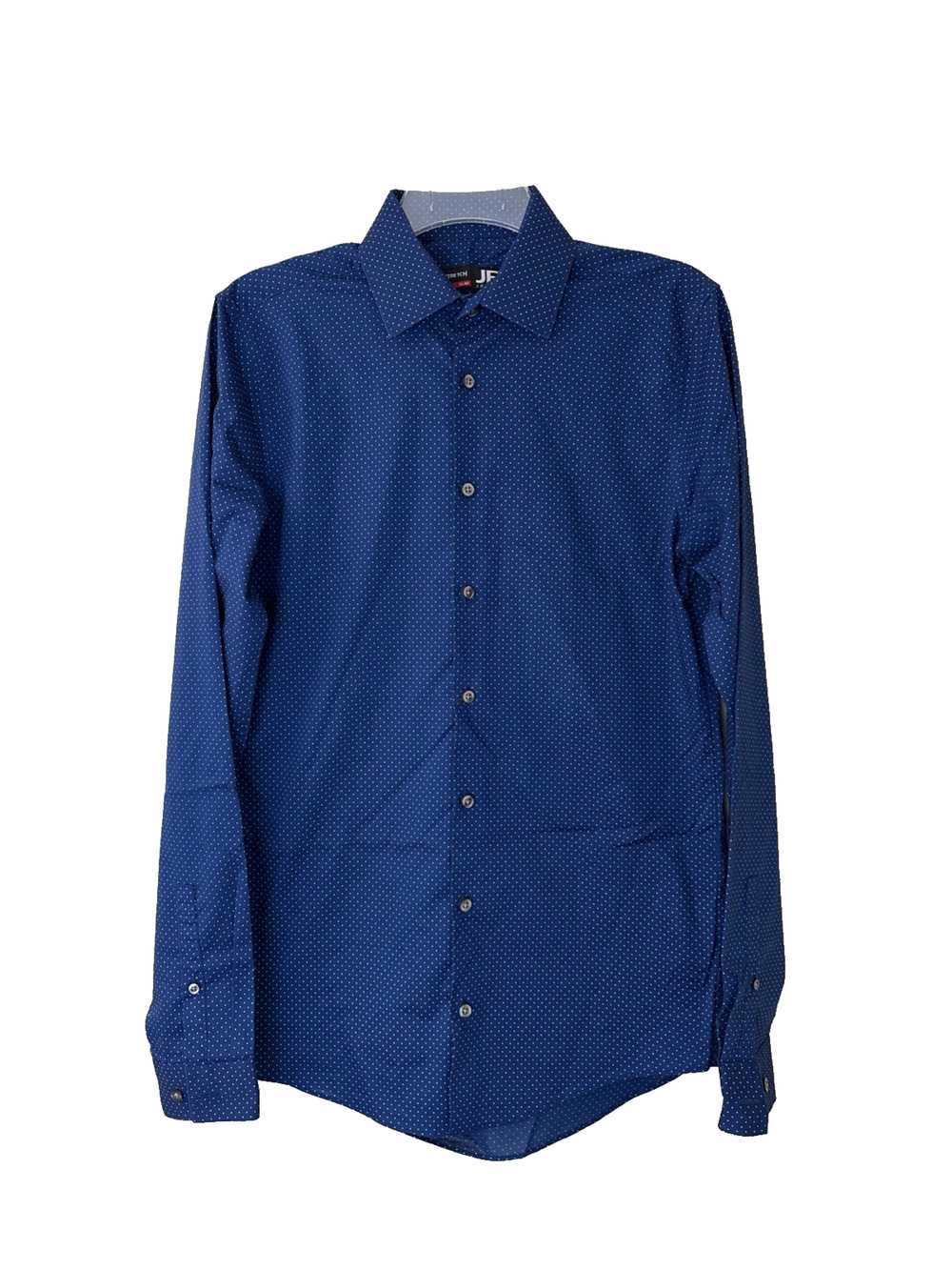 J. Ferrar Mens Dress Shirt Blue Polka-Dots Slim Button Up, Size Small 14-14.5